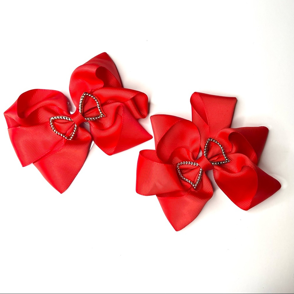 Red Bow Hair Clips (Set of 2)